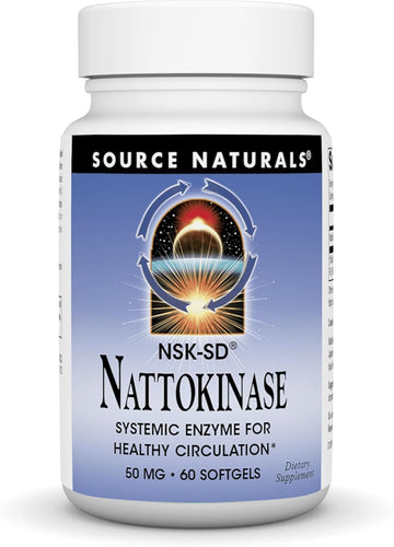 Source Naturals Nsk-Sd Nattokinase, Systemic Enzyme For Healthy Circulation*, 50 Mg - 60 Softgels