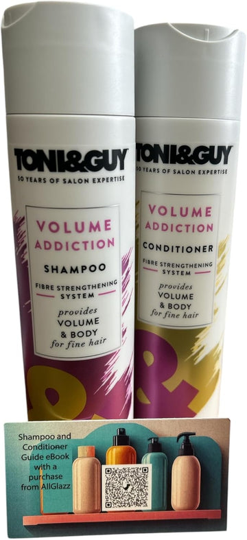 T&G Volume Addiction Shampoo & Conditioner For Fine Hair, 250Ml Includes A Shampoo & Conditioner Free Downloadable Ebook From Allglazz, Just Scan The Qr Code