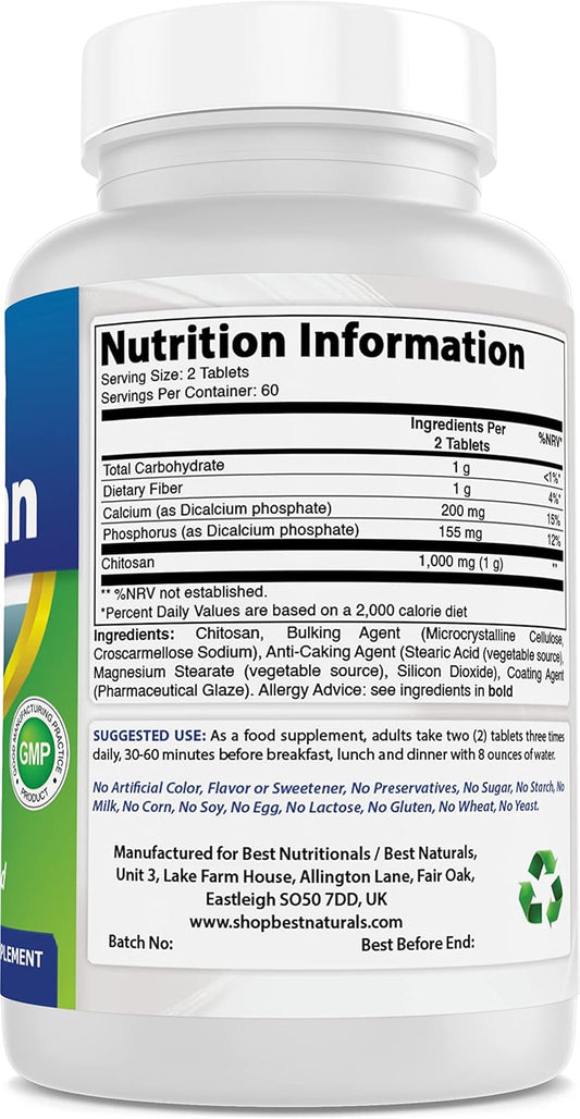 Best Naturals -- Chitosan -- 500 Mg -- 120 Tablets