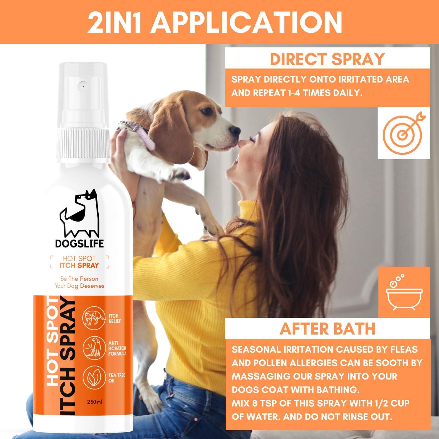 Itch Relief Spray For Dogs | Itchy Dog Spray To Soothe Itching, Stop Scratching & Support Healing | Fast Acting Targeted Dog Itch Spray | Allergy Itch Relief | Anti Inflammatory Dog Itch Remedy :Pet Supplies