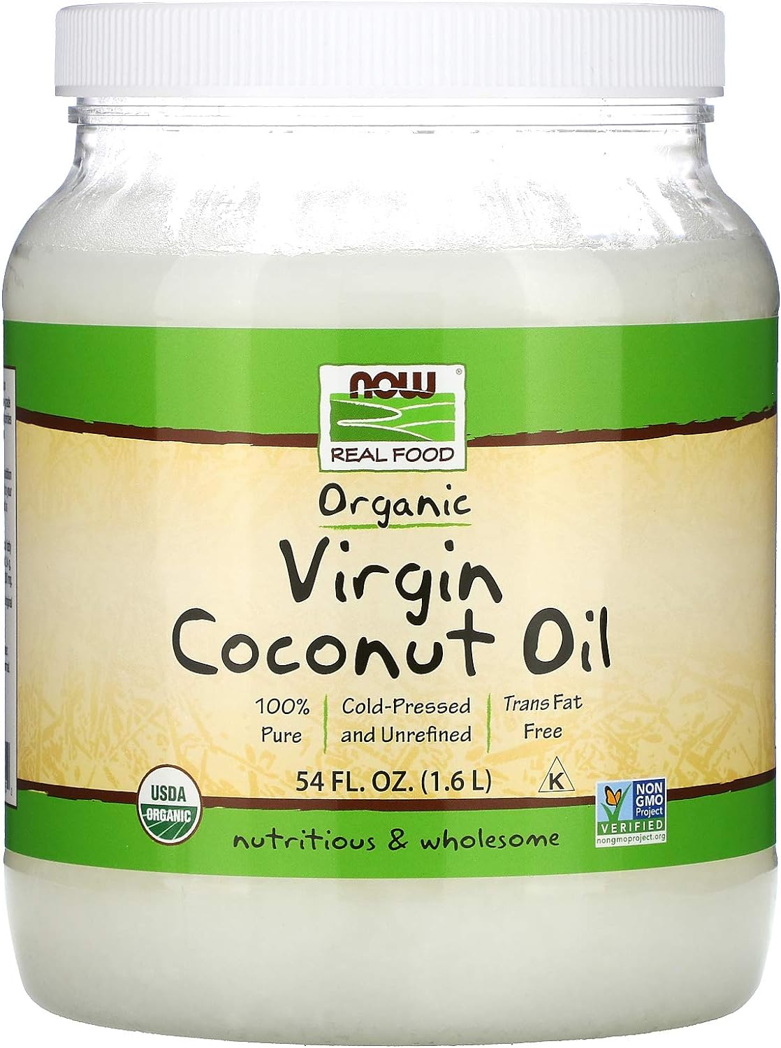 NOW Foods, Certified Organic Virgin Coconut Cooking Oil, Cold-Presesed and Unrefined, Trans Fat Free, 100% Pure and Certified Non-GMO, 54-Ounce