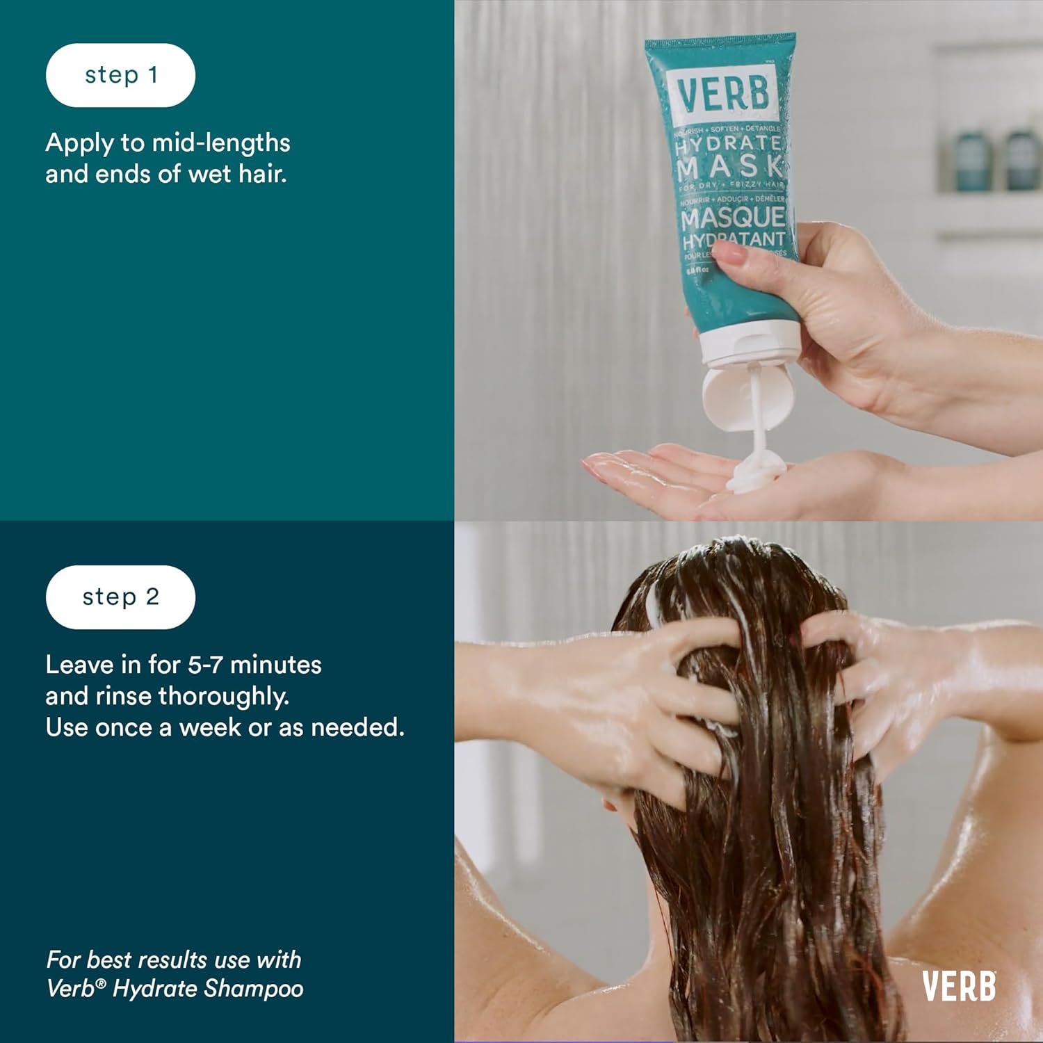 VERB® Hydrate Mask Intense Hydration to Nourish Dry and Frizzy Hair, 6.8 oz : Beauty & Personal Care