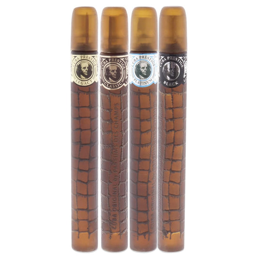 Cuba Prestige 4 Piece Gift Set For Men (Classic + Black + Platinum + Legacy) Eau De Toilette Spray 1.7 Ounce Each