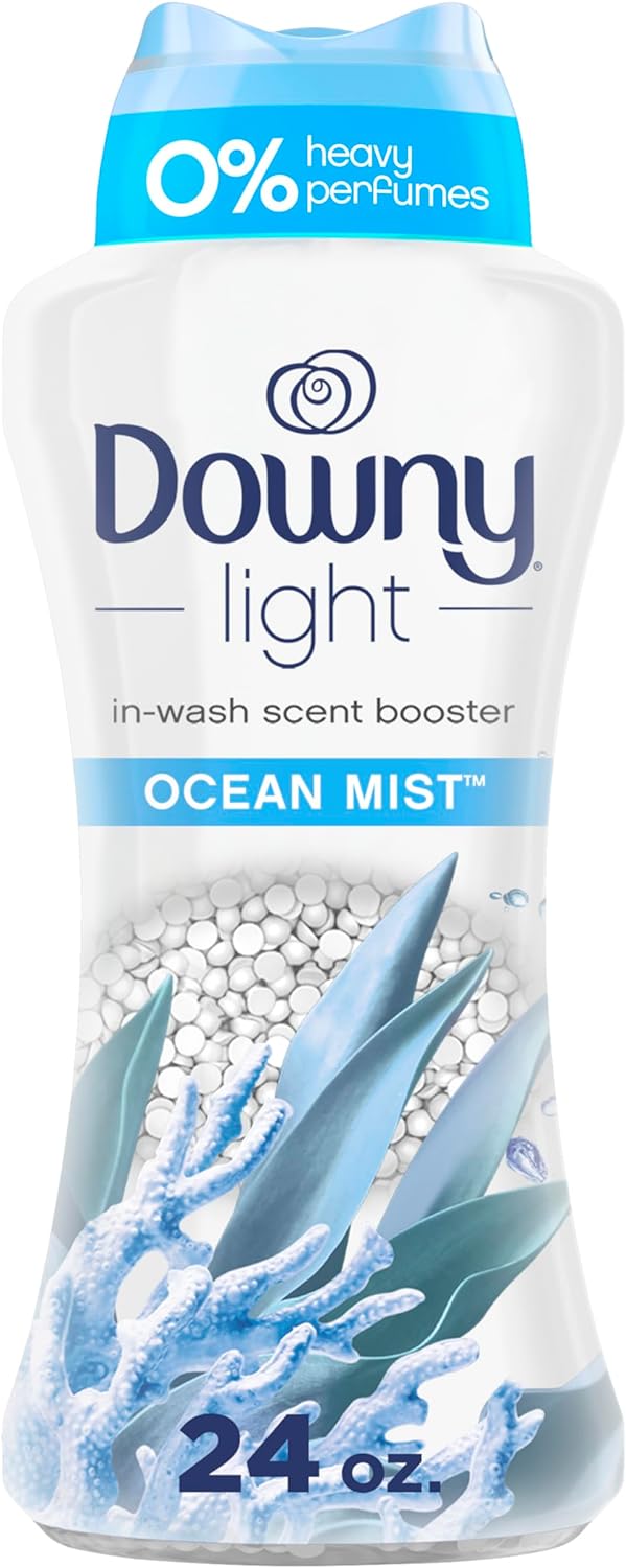 Downy Light Laundry Scent Booster Beads for Washer, Ocean Mist, 24 oz, with No Heavy Perfumes