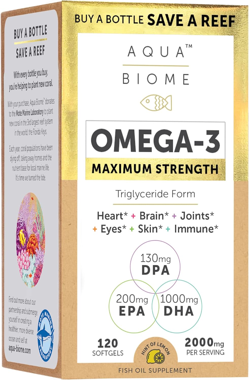 Aqua Biome by Enzymedica, Maximum Strength Omega 3 Fish Oil, 120 Softg