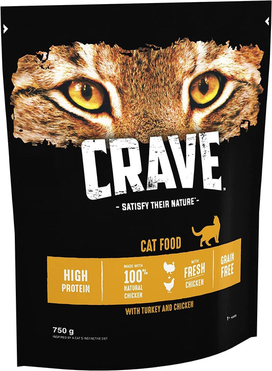 Crave Dry Cat Food - High Protein and Grain-Free Cat Food with Turkey and Chicken, 750 g (Pack of 4)?424928