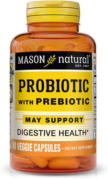 MASON NATURAL Probiotic with Prebiotic - Dual Action Formula, Healthy Digestive Function, Improved Gut Health, 40 Veggie Caps