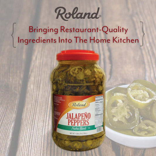 Roland Foods Nacho Sliced Jalapeno Peppers, Specialty Imported Food, 1-Gallon Jar