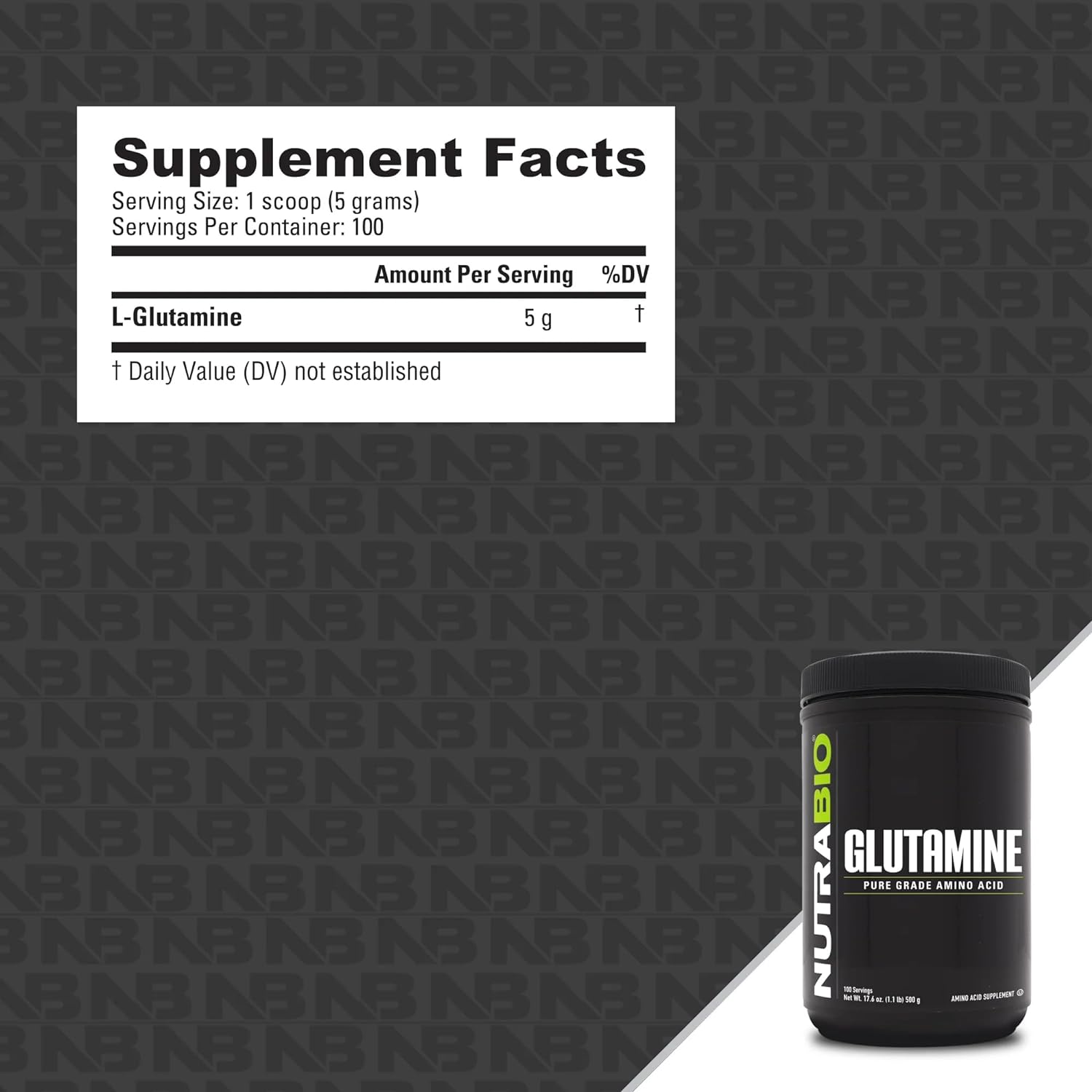 NutraBio L-Glutamine Powder - Amino Acid - Pure Grade: Absolutely no Additives, Fillers or Excipients! - Muscle Recovery Supplement - (500 Grams) : Health & Household