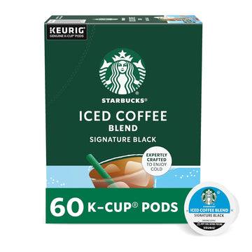 Starbucks K-Cup Coffee Pods, Medium Roast Iced Coffee Blend, Signature Black For Keurig Coffee Makers, 100% Arabica, 6 Boxes (60 Pods Total)