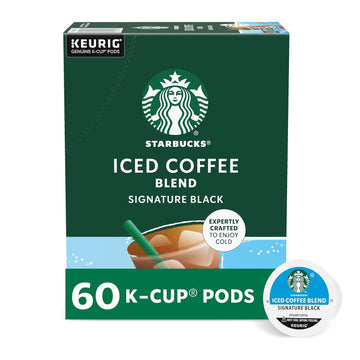 Starbucks K-Cup Coffee Pods, Medium Roast Iced Coffee Blend, Signature Black for Keurig Coffee Makers, 100% Arabica, 6 Boxes (60 Pods Total)