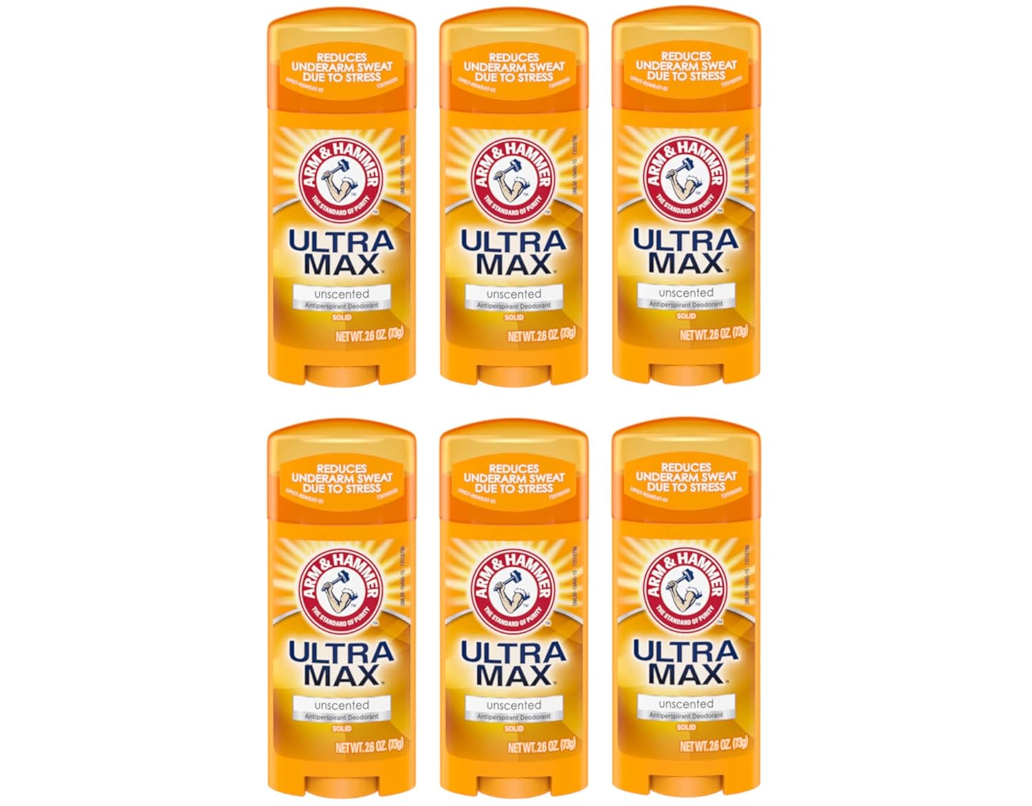 Arm & Hammer Ultramax Anti-Perspirant Deodorant Invisible Solid Unscented 2.60 Oz (6-Pack)