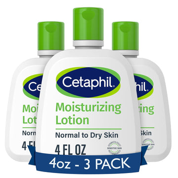 Body Moisturizer By Cetaphil, Hydrating Moisturizing Lotion For All Skin Types, Suitable For Sensitive Skin, New 4 Oz Pack Of 3, Fragrance Free, Hypoallergenic, Non-Comedogenic(Packaging May Vary)