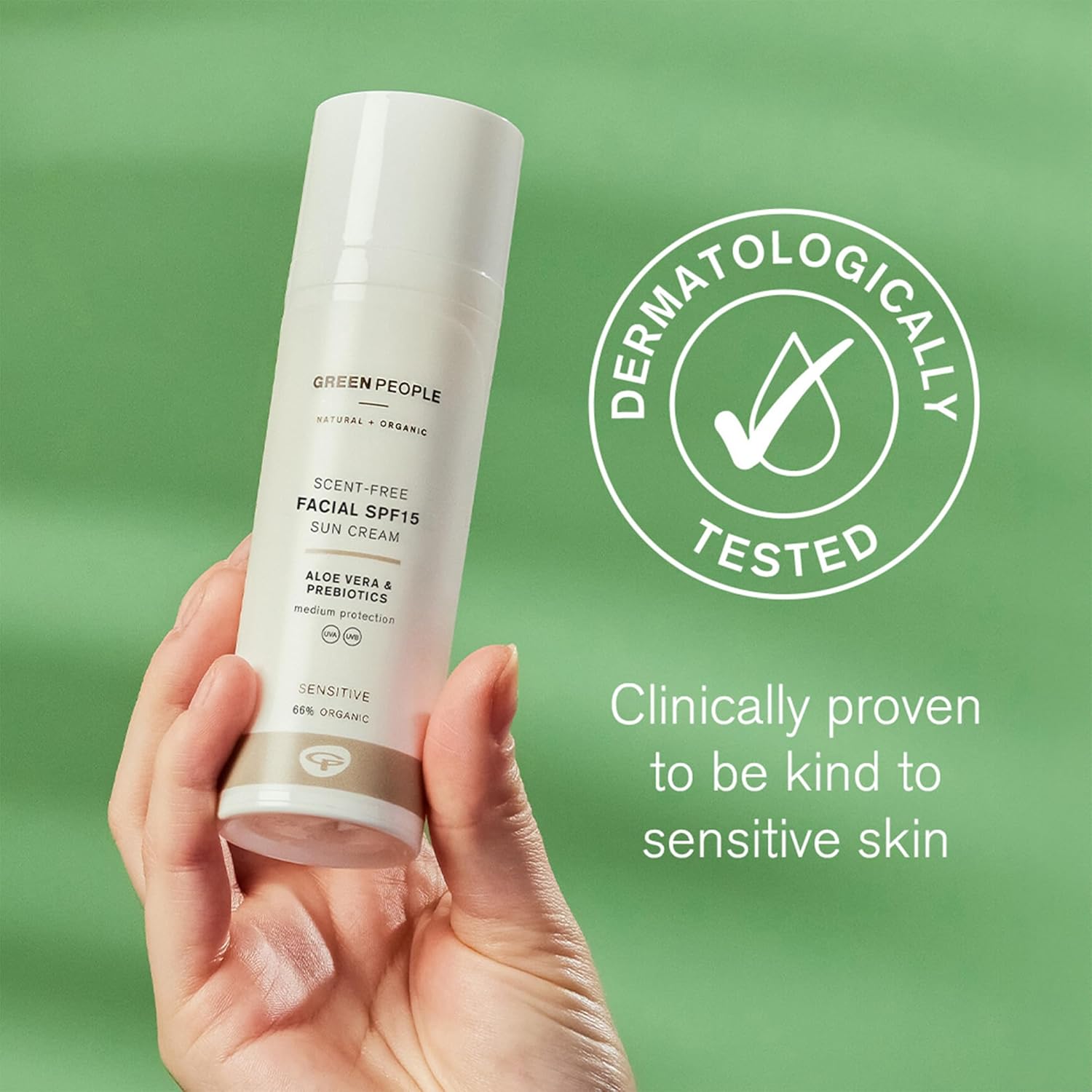 Green People Scent Free Facial SPF15 Sun Cream - Suitable for Combination & Sensitive Skin - Paraben Free Sunscreen - Organic, Cruelty Free & Vegan, 50ml : Amazon.co.uk: Beauty