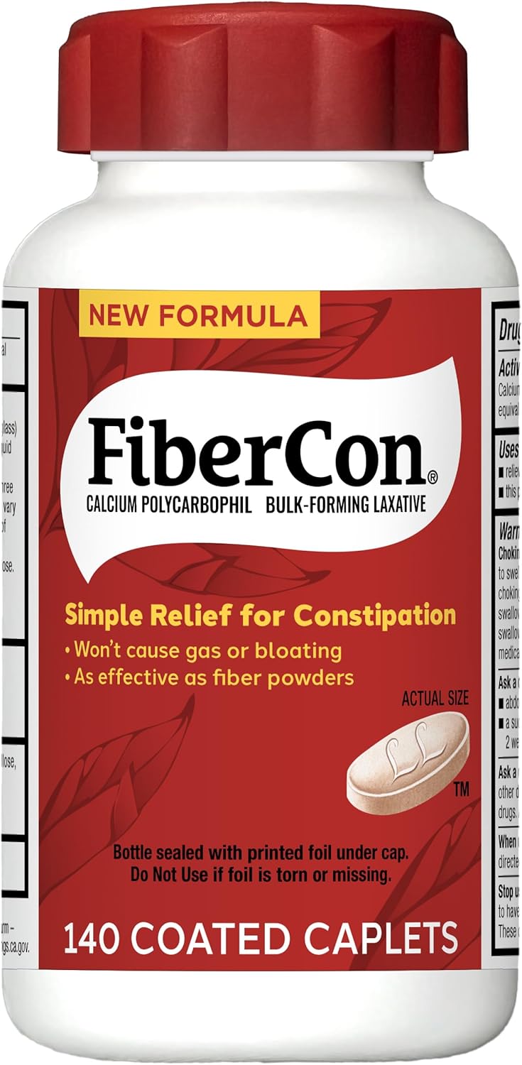 Fibercon (Caplets) Fiber Therapy For Regularity With Calcium Polycarbophil, 140 Count