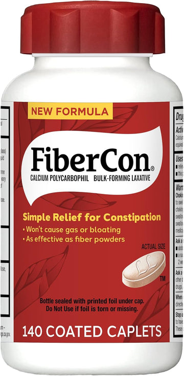 Fibercon (Caplets) Fiber Therapy For Regularity With Calcium Polycarbophil, 140 Count