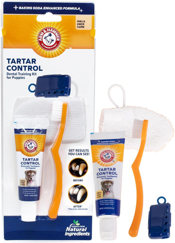 Arm & Hammer for Pets Tartar Control Dental Training Kit for Puppies | Dog Toothbrush, Toothpaste, & Fingerbrush, Total Kit for Ideal Puppy Dental Health | Yummy Vanilla Ginger Flavor