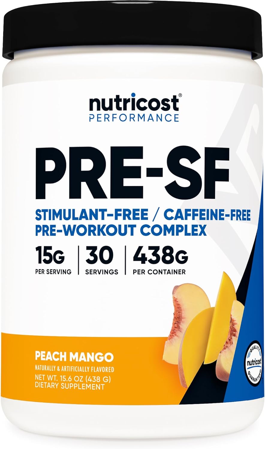 Nutricost Stim-Free Pre-Workout, 30 Servings (Peach Mango) - Caffeine Free, Stimulant Free, Non-Gmo, Gluten Free