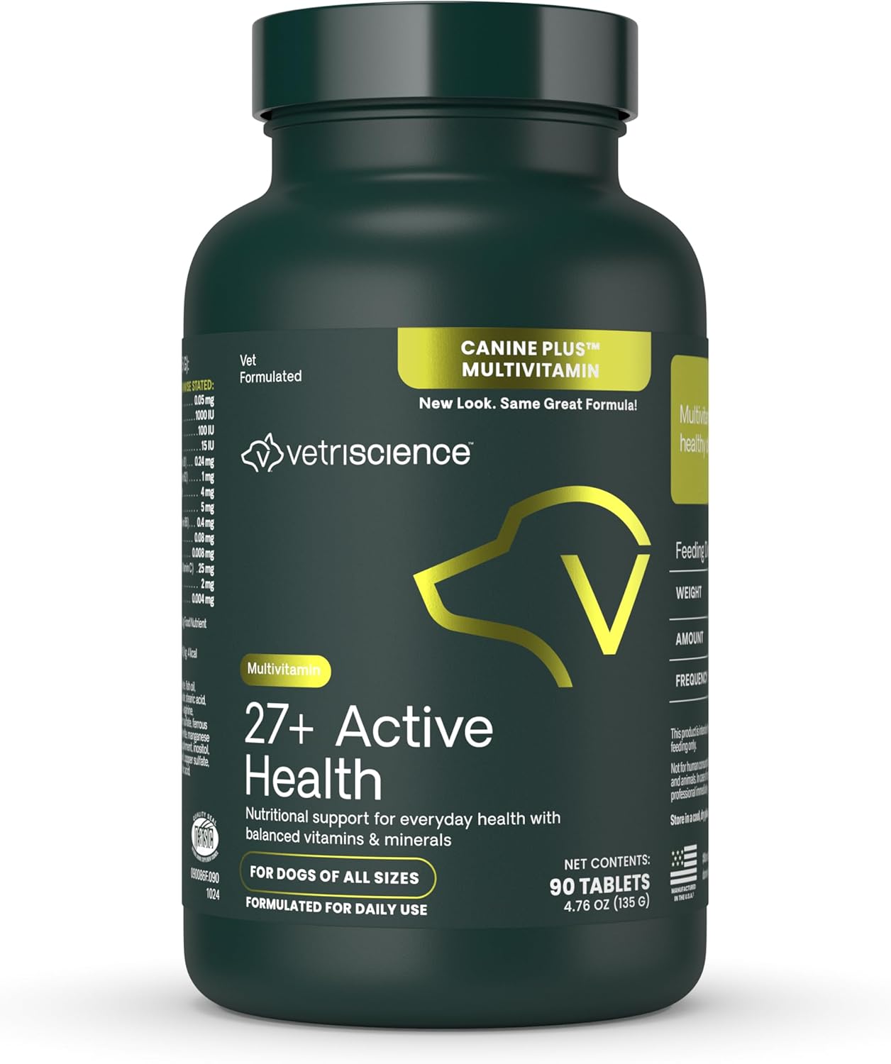 Vetriscience Senior 27+ Active Health Chews, Canine Plus Daily Multivitamin For Senior Dogs, Balanced Vitamins, Minerals And Antioxidants, Healthy Aging And Wellness Support, Veggie, 60 Count