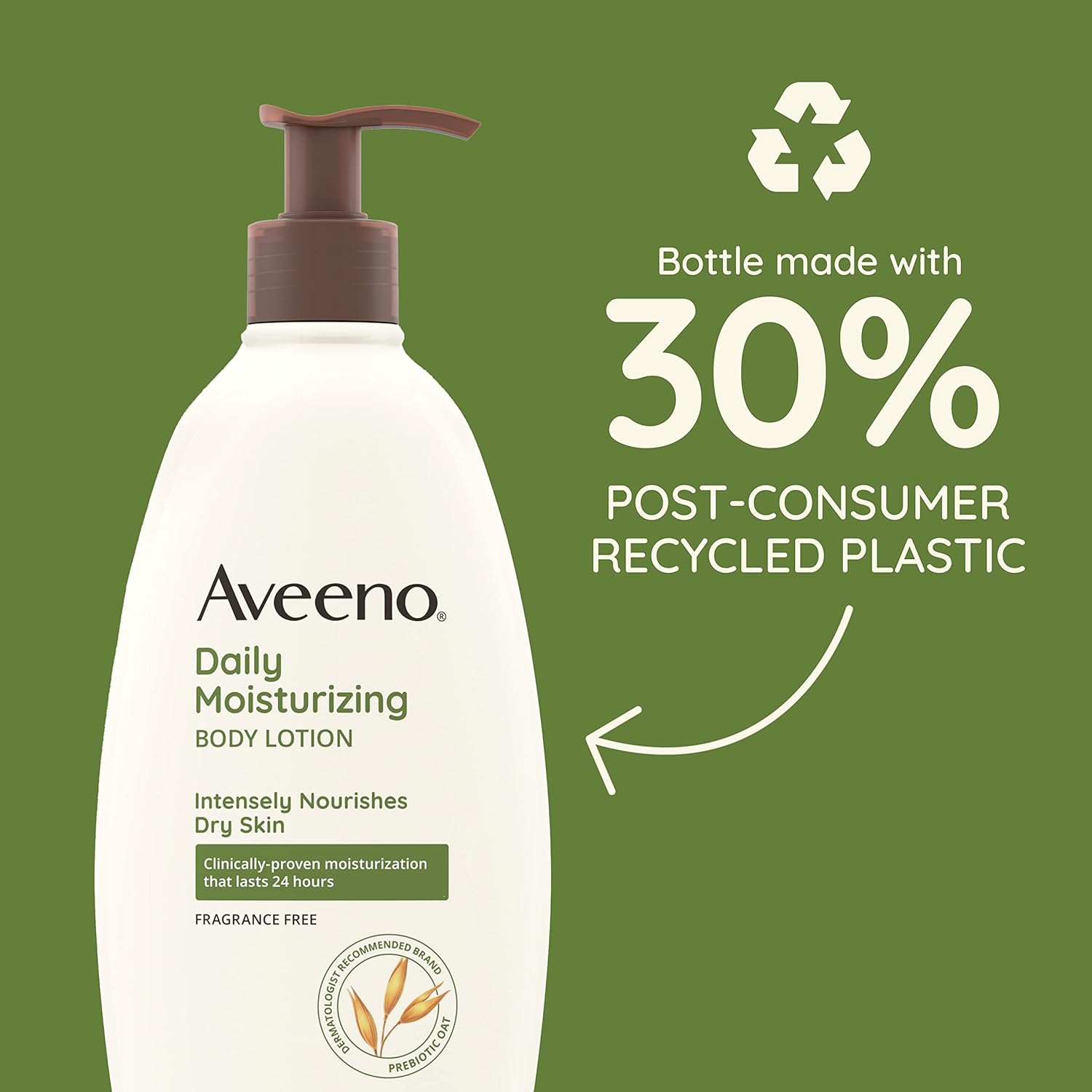 Aveeno Daily Moisturizing Body Lotion with Soothing Prebiotic Oat, Gentle Lotion Nourishes Dry Skin With Moisture, Paraben-, Dye- & Fragrance-Free, Non-Greasy & Non-Comedogenic, 2 x 18 oz : Beauty & Personal Care