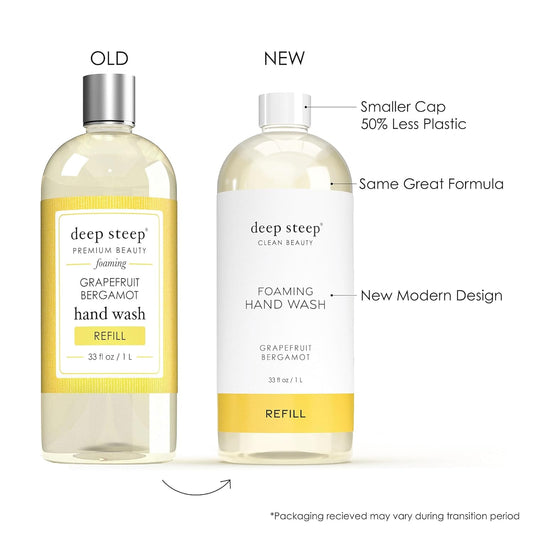 Deep Steep Foaming Hand Wash, Grapefruit Bergamot, 33 Oz – Gentle Cleanser With Aloe, Argan Oil, Shea Butter & Hyaluronic Acid – Vegan, Clean Beauty, Soft & Hydrated Hands