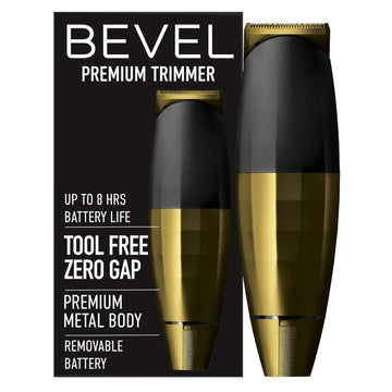 Bevel Beard Trimmer For Men - Gold Edition Cordless Trimmer, 8 Hour Rechargeable Battery Life, Tool Free Adjustable Zero Gapped Blade, Barber Supplies, Mustache Trimmer
