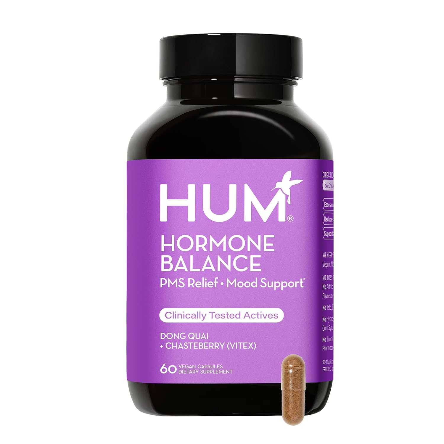 HUM Hormone Balance - Supplement for Women's Health - Support for Cramps, Cravings, Irritability & Hormonal Balance - Chasteberry & Dong Quai Women's Monthly Support (60 Vegan Capsules)