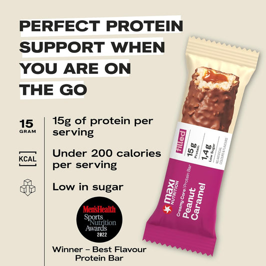 Maxinutrition Creamy Core Protein Bar - Snack - Fat-Free, Low In Sugar - 15G Protein - Strawberry Yoghurt, 186 Kcal Per Serving, 12 X 45G