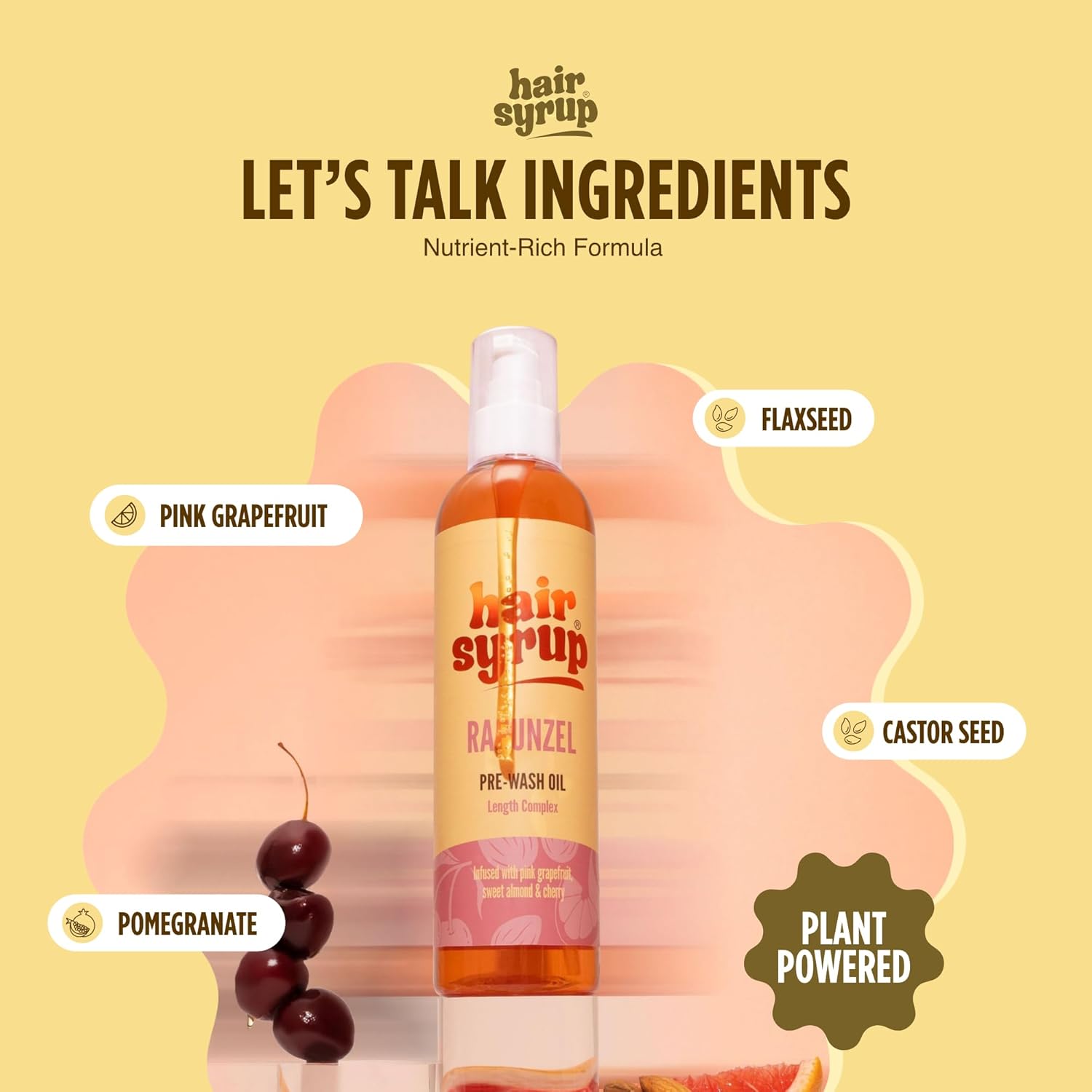 Hair Syrup | Rapunzel Pre-Wash Hair Oil | Infused with Pink Grapefruit, Sweet Almond & Cherry | Revitalise Your Scalp & Mind | Vegan | 100% Natural | 100ml : Amazon.co.uk: Beauty