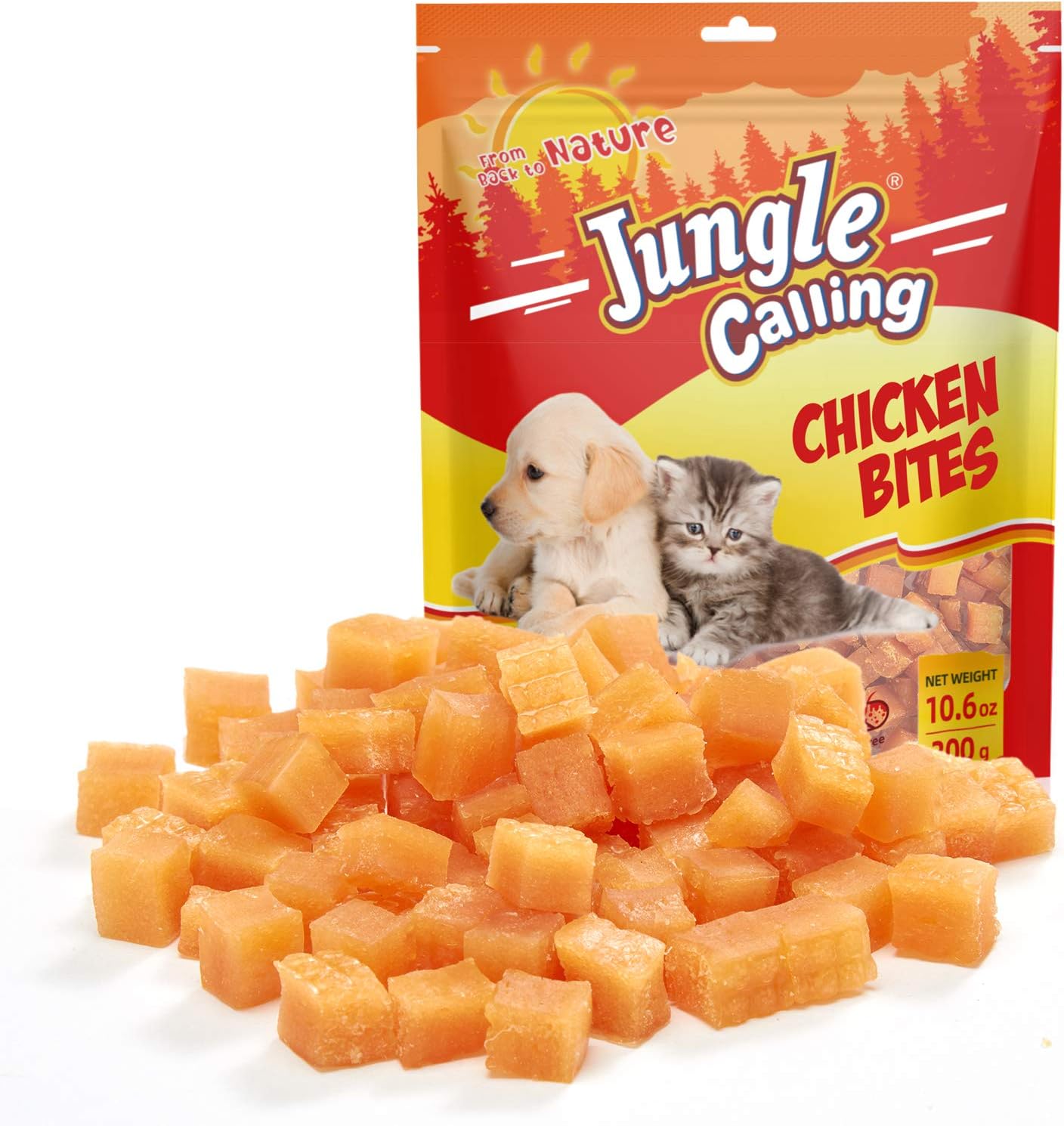 Jungle Calling Soft Chicken Treats For Dog And Cat, Natural Grain Free Chewy Food Snacks For Training Rewards For Small Dogs, High Protein, 10.6 Oz