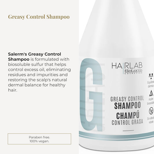 Salerm - Shampoo For Oily Hair - Greasy Control Hair Lab - 300 Ml - Helps Cleanse And Refresh Hair - Supports A Fresh And Lightweight Feel - Paraben-Free