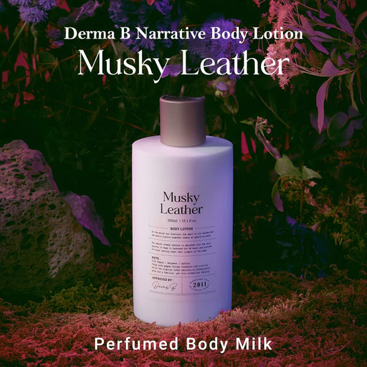 Derma B Narrative Body Lotion #Musky Leather | Daily Moisturizing Perfumed Body Milk| Long-Lasting Scent & Moisture| Non-Sticky Creamy Lotion| Aroma & Healing for Skin| Kbeauty, 300ml 10.1 Fl Oz