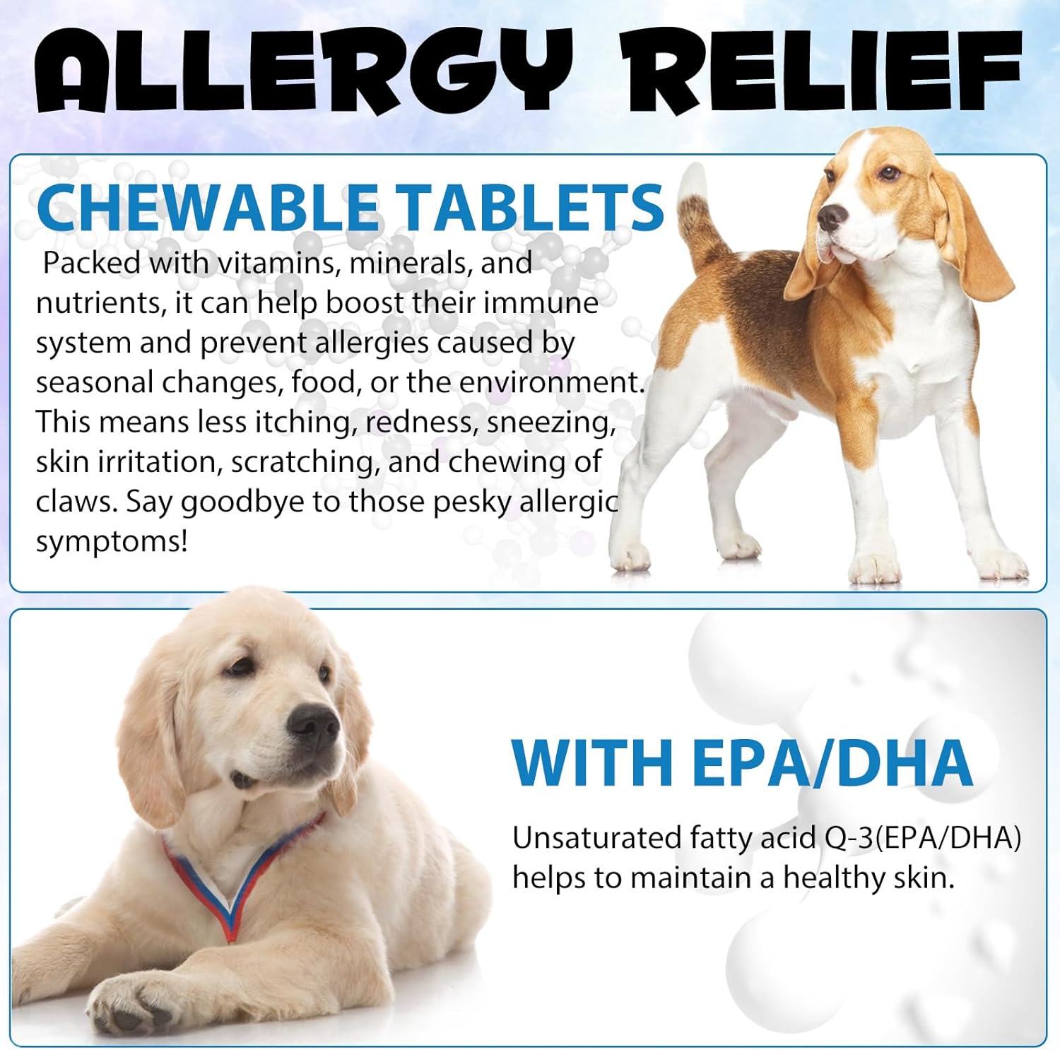 Hualijia Dog Allergy Relief Treats, Itch And Immunity Treats For Dogs - Soothe Itchy Skin, Paws, Eyes, Ears - Stop Itching, Licking, Scratching For All Breeds And Sizes, Peking Duck Flavor (60 Count)