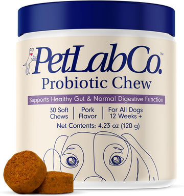 Petlab Co. Probiotics For Dogs, Support Gut Health, Diarrhea, Digestive Health & Seasonal Allergies - Pork Flavor - 30 Soft Chews - Packaging May Vary