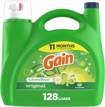 Gain + Aroma Boost Liquid Laundry Detergent, Original Scent, 128 Loads, 184 Fl Oz, He Compatible