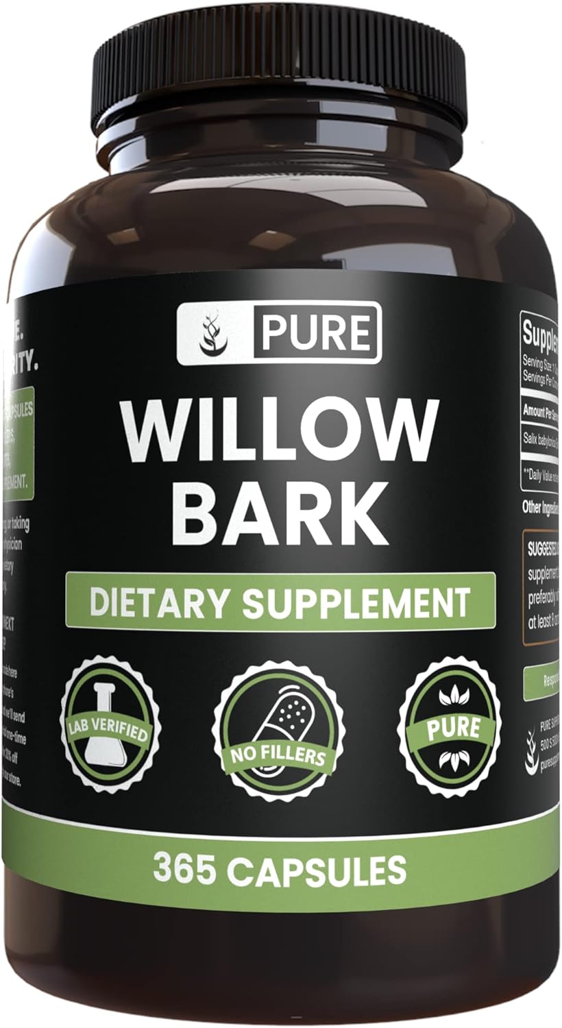 Pure Original Ingredients Willow Bark Extract (365 Capsules) No Magnesium Or Rice Fillers, Always Pure, Lab Verified