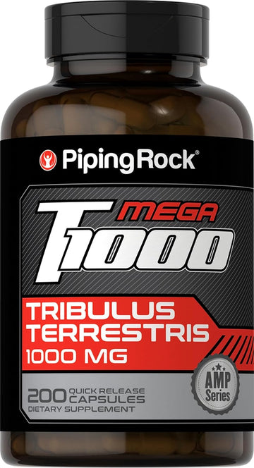 Piping Rock Tribulus Terrestris for Men and Women 1000mg | 200 Capsules | Standardized Supplement | Mega T1000 | Non-GMO, Gluten Free