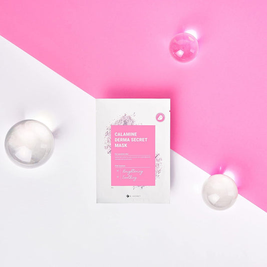 Ksecret Calamine Derma Secret Mask (10 Sheets), 1Sheet = 25G / 0.88Oz. | Korean Skincare | Facial Sheet Masks For Hydrating And Refreshing