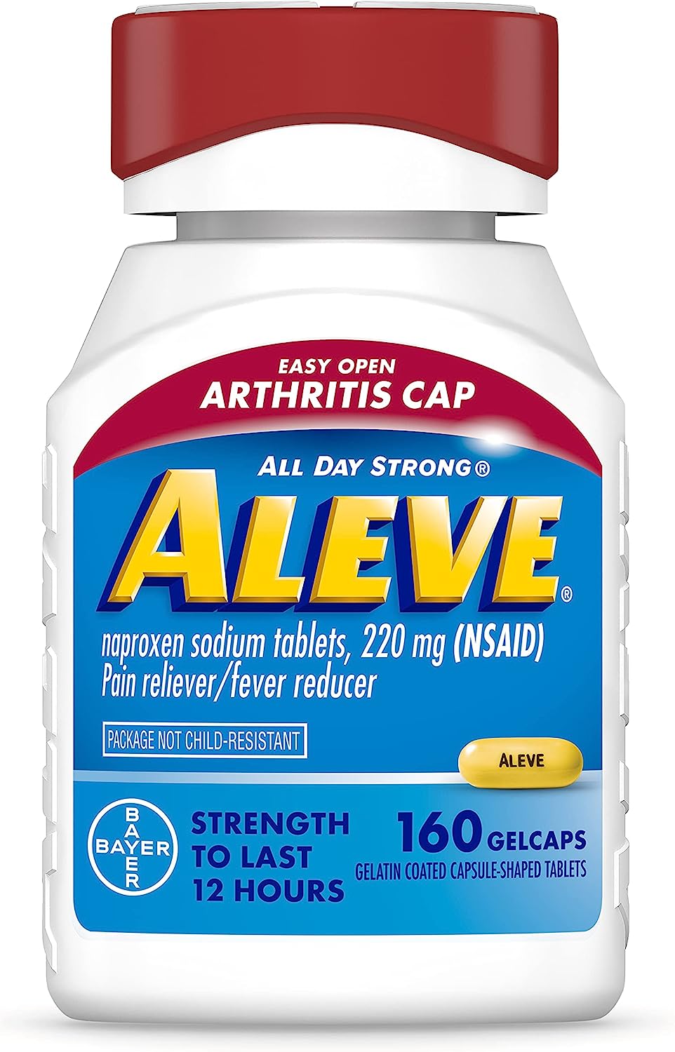 Aleve Gelcaps with Easy Open Arthritis Cap, Naproxen Sodium, Arthritis Pain Relief Medicine, Medication for Arthritis Pain, 160 Count