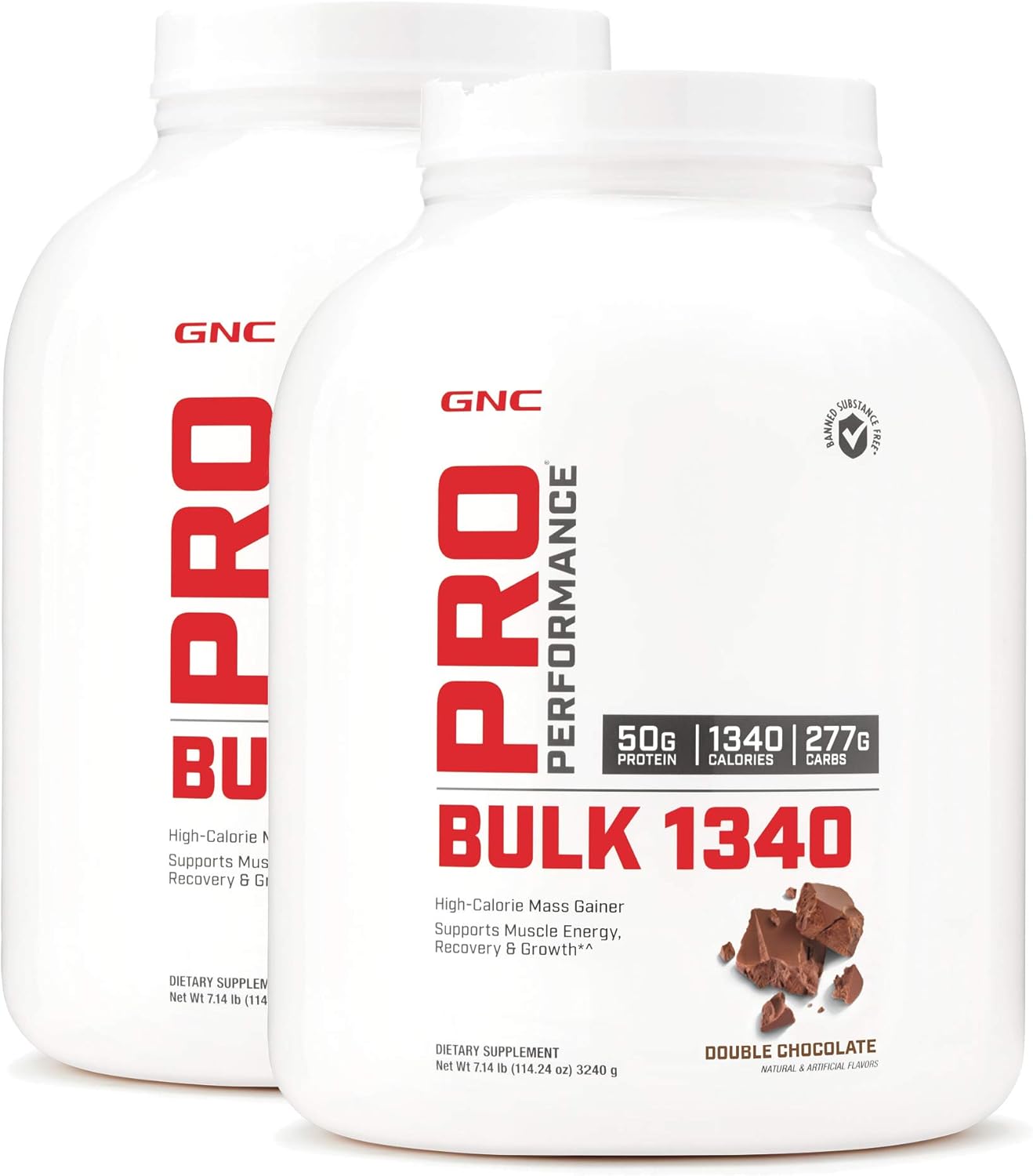 Gnc Pro Performance Bulk 1340 - Double Chocolate, Twin Pack, 9 Servings Per Bottle, Supports Muscle Energy, Recovery And Growth