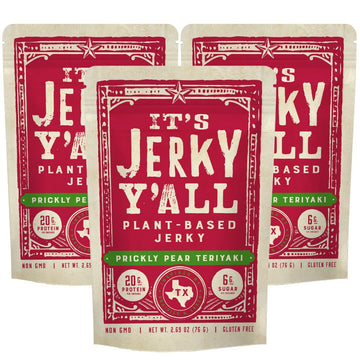 It's Jerky Y'all Vegan Jerky TERIYAKI - Beyond Tender and Tasty Meatless Vegan Snacks - High Protein, Low Carb, Non-GMO, Gluten-Free, Vegetarian, Whole30 (3-Pack)