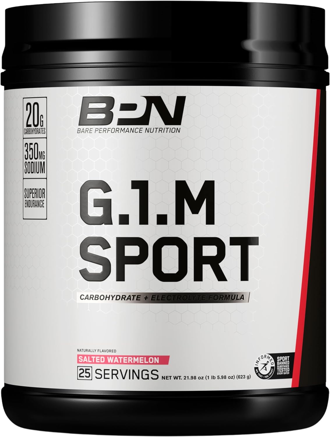Bare Performance Nutrition, Bpn G.1.M Go One More Sport, Endurance Training Fuel, Electrolytes And Calories, Pink Himalayan Salt, Salted Watermelon