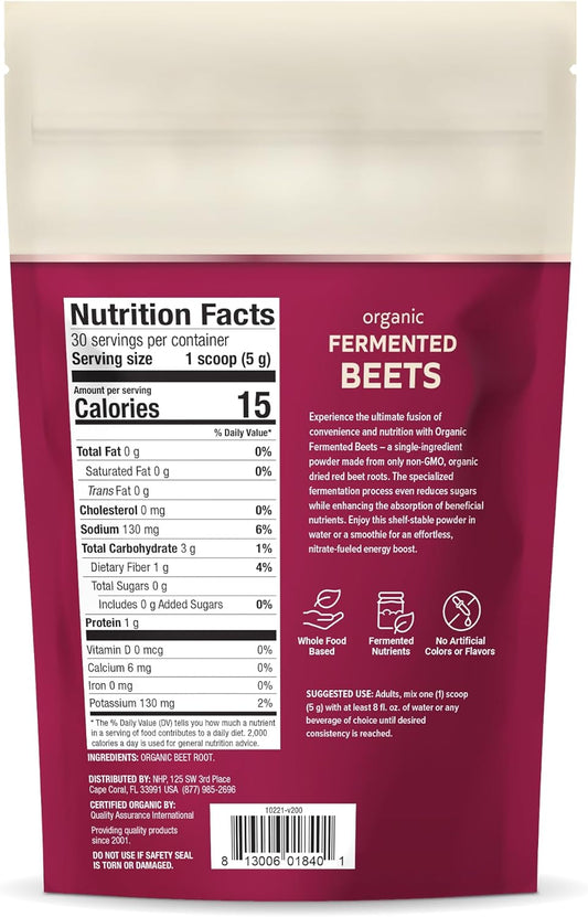 Dr. Mercola, Organic Fermented Beet Powder, 5.29 oz (150 g), 30 Servings, Non GMO, Soy Free, Gluten Free, USDA Organic