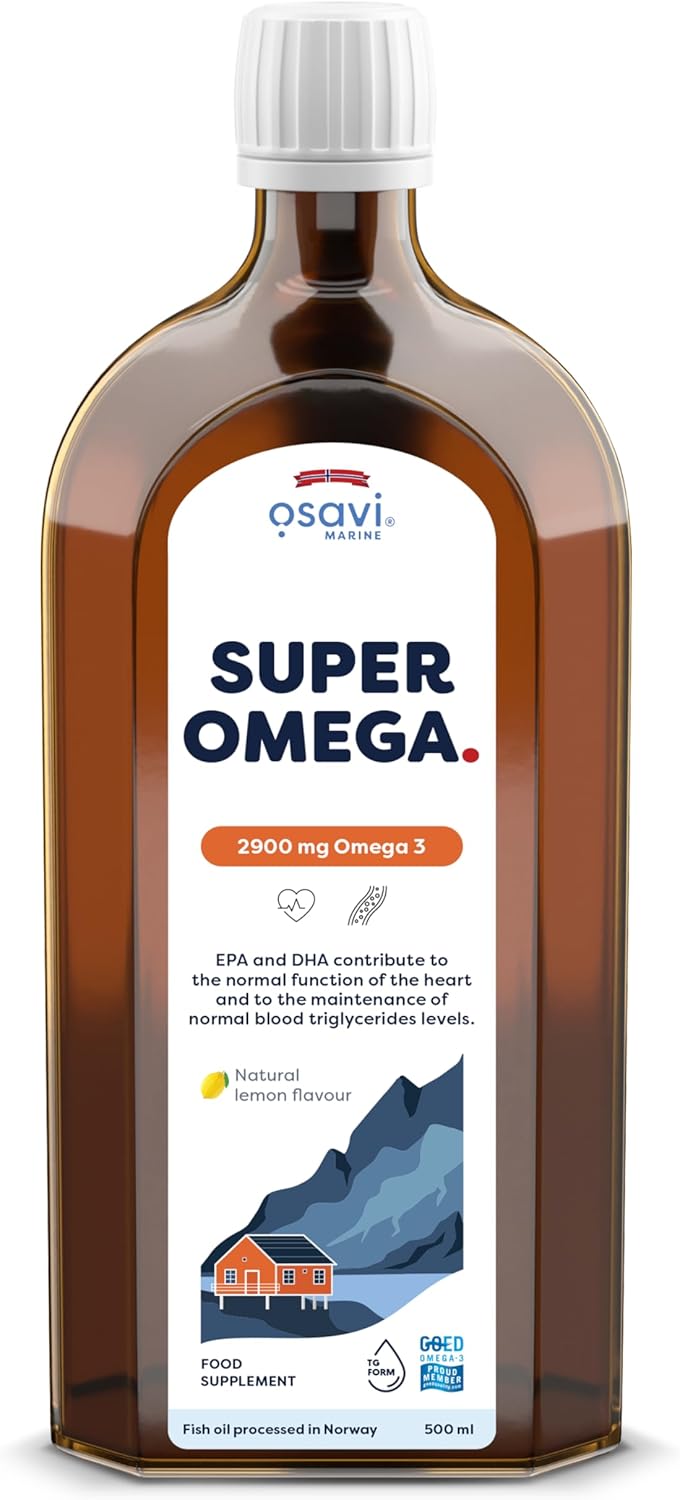 Osavi Super Omega, 2900 Mg Omega–3 – 500 Ml Oil | Lemon Flavor | Dha & Epa From Sustainable Wild Fish | Supports Heart & Brain Health | Contributes To Normal Blood Triglyceride Levels