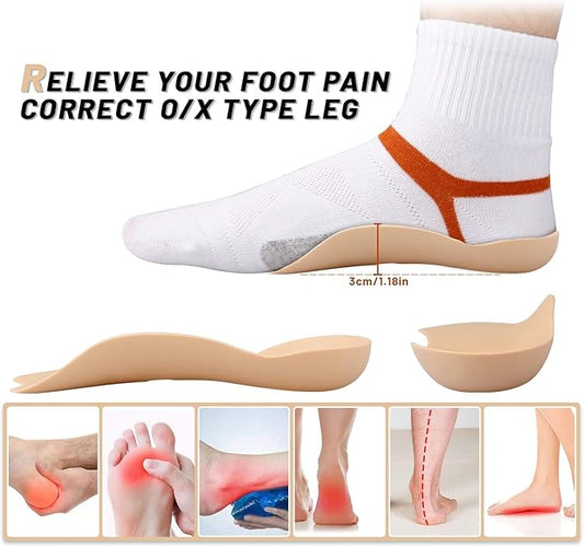 Length Plantar Fasciitis Support Insoles - Orthotic Arch Support for Flat Feet | Washable TPR Material | O/X Type Leg Correction | Women’s Foot Pain Relief 3/4 (1 Pair) (LARGE)