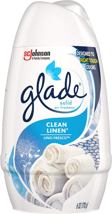 Glade Solid Air Freshener, Deodorizer for Home and Bathroom, Clean Linen, 6 Ounce (Pack of 12)