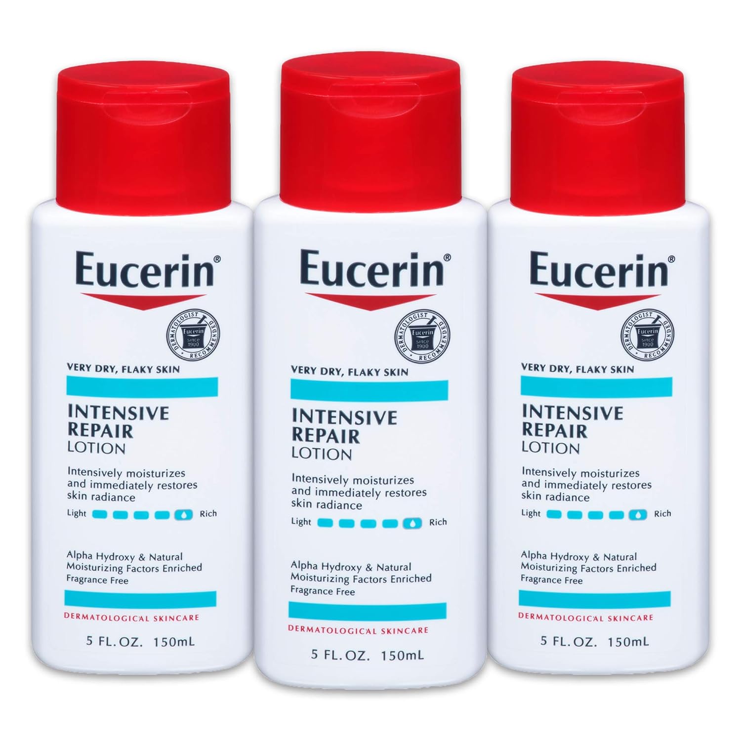 Eucerin Intensive Repair Lotion - Rich Lotion For Very Dry, Flaky Skin - 5 Fl. Oz. Bottle (Pack Of 3)