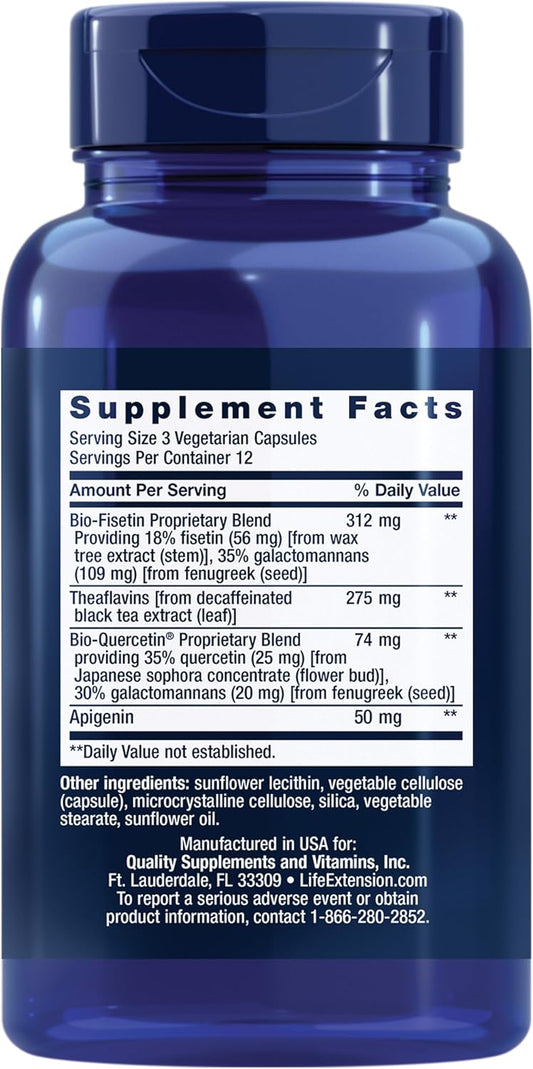 Life Extension Senolytic Activator®*, Healthy Aging, Cellular Health Support, Bioavailable Quercetin And Fisetin, Apigenin, Black Tea Theaflavins, Gluten Free, Non-Gmo, Vegetarian, 36 Capsules