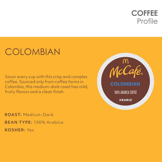 McCafe Colombian, Single Serve Coffee Keurig K-Cup Pods, Medium Roast, 72 Count (6 Packs of 12)