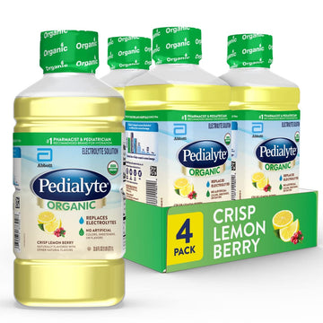 Pedialyte Organic Electrolyte Solution, Crisp Lemon Berry, 33.8 Fl. Oz (Pack Of 4)